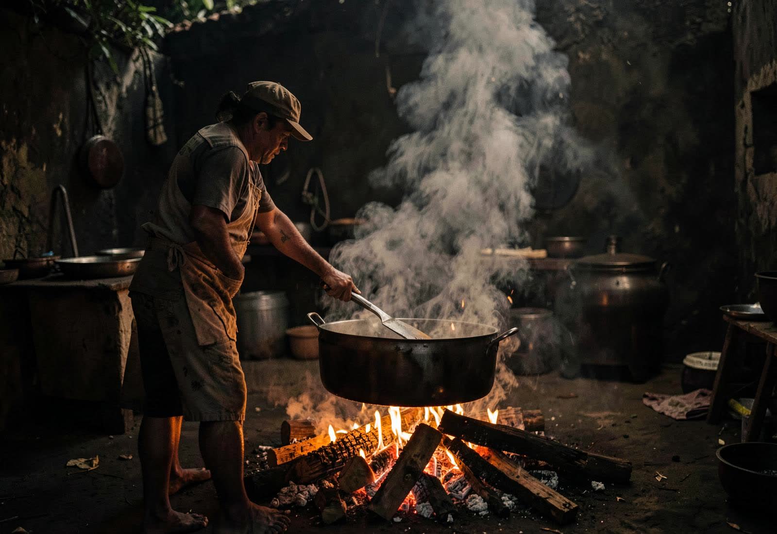 Creole food prepared by hand